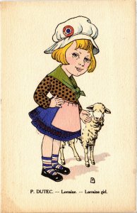 PC ARTIST SIGNED, DUTEC, LORRAINE GIRL, Vintage Postcard (b46517)