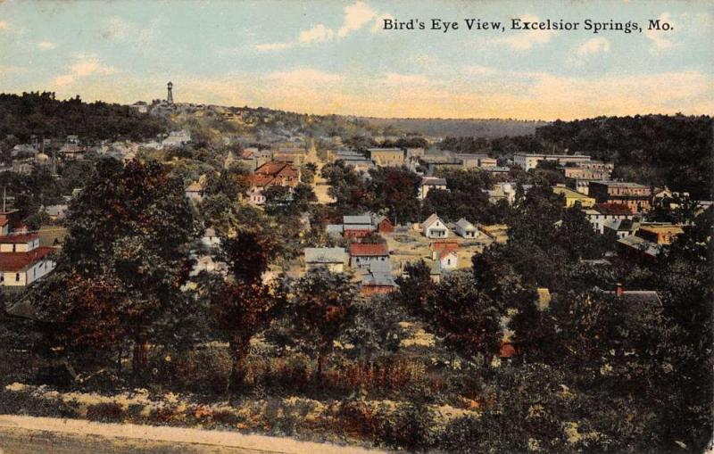 Excelsior Springs Missouri Birdseye View Scenic Antique Postcard K15017