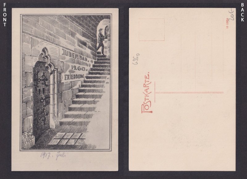 Vintage postcard Germany Friedberg Jewish ritual bath Judenbad 1260