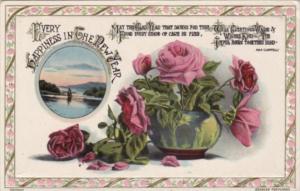 New Year Beautiful Roses and Lake Scene