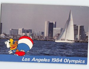 Postcard Long Beach Downtown Shoreline Marina Los Angles 1984 Olympics CA