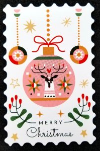 [AG] P503 Merry Christmas Festival Greeting Deer (postcard) *odd shape *New