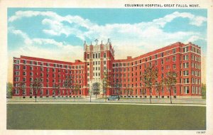 GREAT FALLS, MT Montana    COLUMBUS HOSPITAL    c1940's Linen Postcard