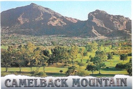 US Arizona. Camelback Mountain from Paradise Valley.  Unused