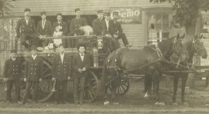 Cherryvale KANSAS RPPC 1908 FIRE DEPARTMENT Wagon Firemen nr Independence