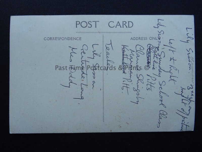 Osmotherley CHURCH SUNDAY SCHOOL CLASS by River Stepping Stone c1906 RP Postcard