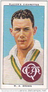 Player Cigarette Card Cricketers 1938 No 39 W A Brown Australia