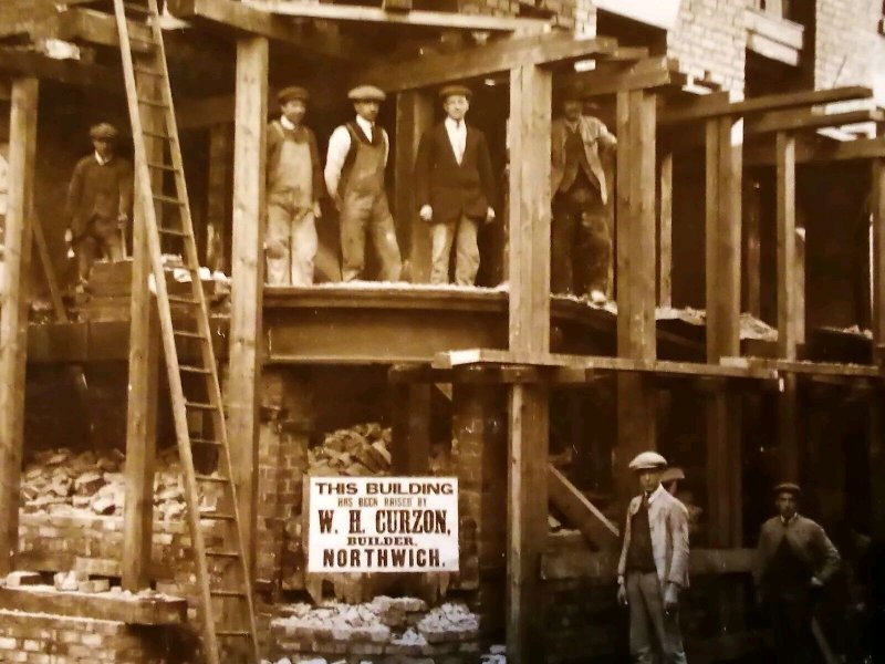 Real Photo Postcard RPPC Post WWII Era Raising Shops At Northwich Great Britain