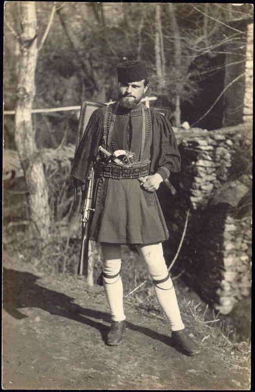 greece, Highly Armed Unknown Patriotic Soldier, Riffle Gun Pistol (1920) RPPC