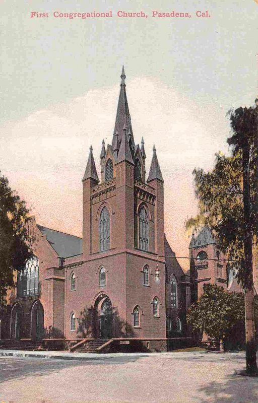 First Congregational Church Pasadena California 1910c postcard