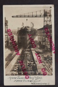 Mare Island CA RPPC 1919 LAUNCHING USS CALIFORNIA Navy Shipyard MOVIE CAMERA KB