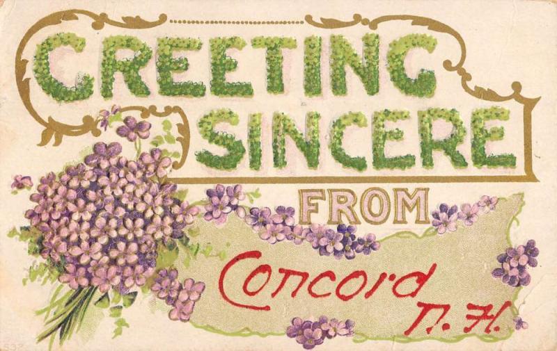 Concord New Hampshire Flower Greeting Antique Postcard K93189