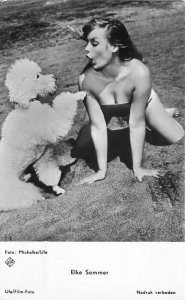 1960s Sexy Elke Sommer Movie Star Actress poodle RPPC Photo Postcard 8278