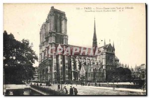 Postcard Old Paris Notre Dame south coast and the Apse