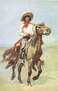 Pioneer Horse rider. Western scene Modern Spanish, West History Series Postcar