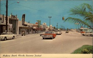 Madeira Beach Florida FL Classic 1960s Cars Chrome Vintage Postcard