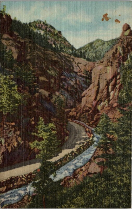 Looking into the Big Narrows St. Vrain Canon on Highway Colo. Postcard PC502