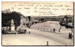 Old Postcard Chateau Thierry Place De La Fontaine