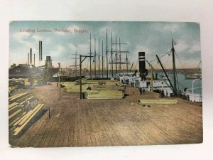 Loading Lumber Portland Oregon Postcard Ship Dock 1909