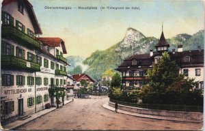 Germany Oberammergau Hauptplatz Im Hintergrund der Kofel Vintage Postcard C078