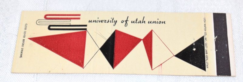 University of Utah Union 20 Strike Matchbook Cover