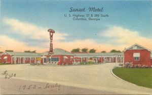 Georgia Columbus Sunset Motel roadside Nationwide Postcard 22-9155