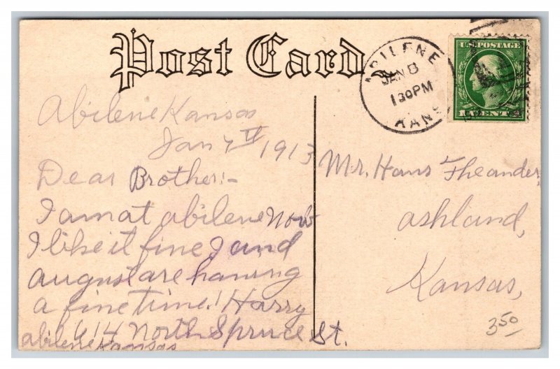 Abilene Kas. Kansas Seelye Thearre Postcard c1913 Horse & Buggies