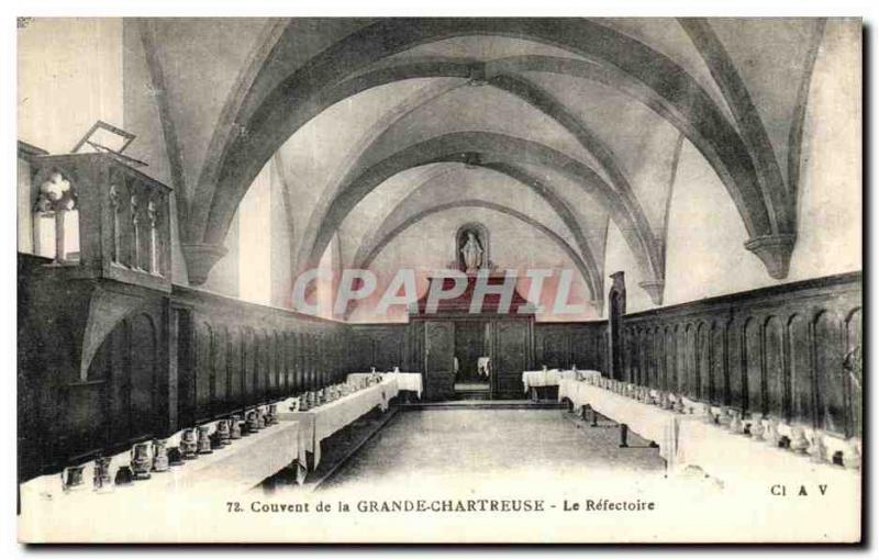 Old Postcard Convent of Grande Chartreuse The Refectory