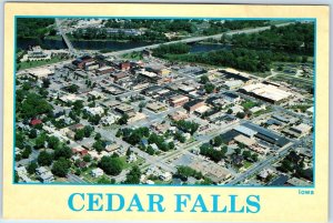 c1980s Cedar Falls, IA Downtown Aerial Photo Chrome Birds Eye 4x6 PC Main St M1