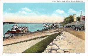 Cairo Illinois~Cairo Levee & Water Front~Steamer Kiwanis @ Dock~Info Bk~1940s Pc