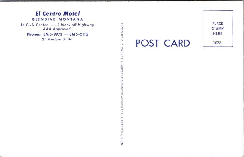 Montana, Glendive - El Centro Motel - [MT-068]