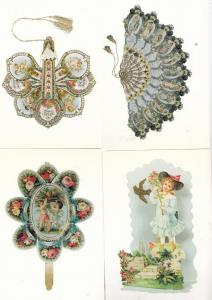 Victorian Valentine Fan Fans 4x Postcard s