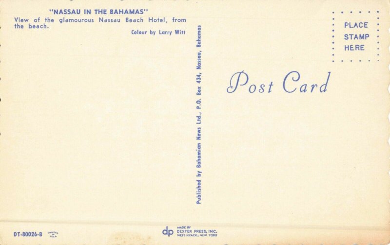 Postcard Nassau Beach Hotel Bahamas 