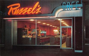 Salt Lake City Utah Russel's Cafe Neon Sign at Night Postcard AA109473