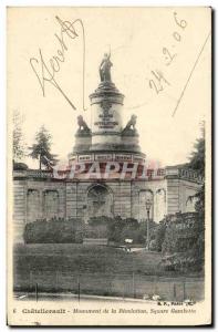 Old Postcard Chatellerault Monument of the Revolution Sqaure Gambetta