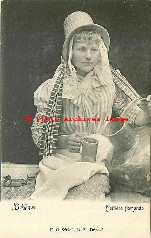Belgium, Flamande, Woman Milk Vendor in Native Costume, Laitiere, E.G Ser 2 N 31