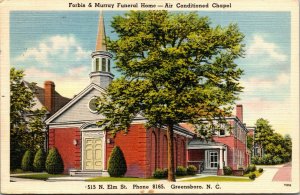 Vtg Greensboro NC Forbis & Murray Funeral Home Chapel 1950 Linen Postcard