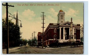 c1910's View Of Town Hall On Liberty Street Meriden Connecticut CT Postcard 