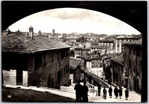 Perugia General View Street Facade Buildings Italy Residential Houses Postcard