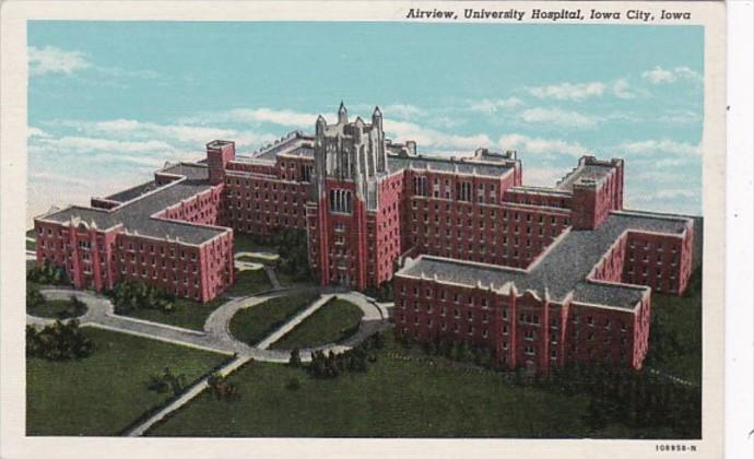 Iowa Iowa City Aerial View University Hospital Curteich