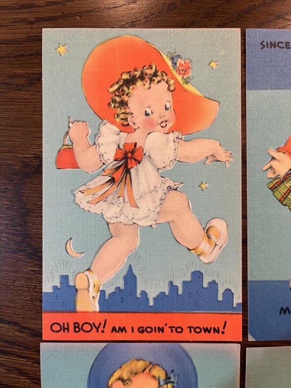 (4) VINTAGE 1930's HUMOR LINEN POSTCARDS   ASHEVILLE POSTCARD CO. RISQUE