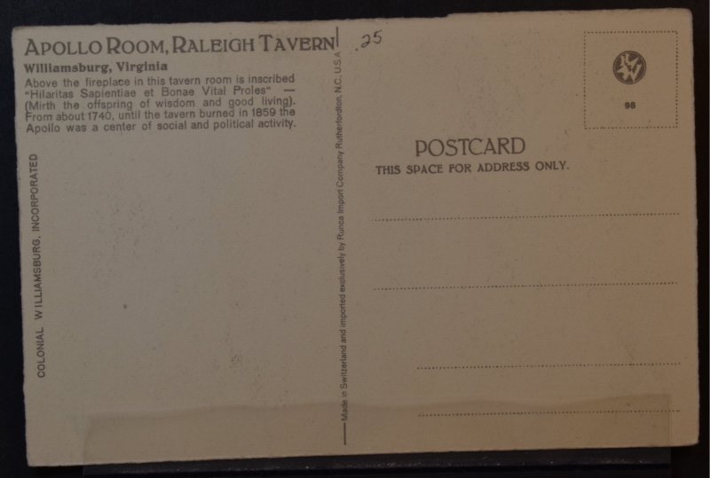 Williamsburg, VA - Apollo Room, Raleigh Tavern