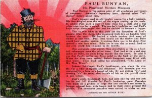 VINTAGE POSTCARD THE STORY OF PAUL BUNYAN LINEN c. 1945