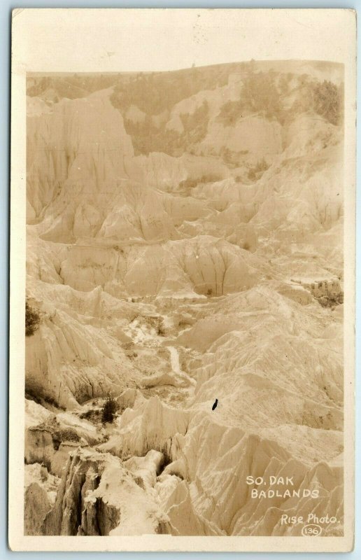 1926 South Dakota Badlands Real Photo RPPC Postcard Birds Eye Rock by Rise A37