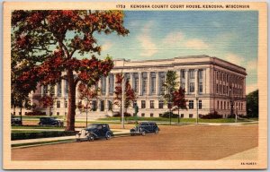 Kenosha County Courthouse Kenosha Wisconsin WI Street View Trees Postcard