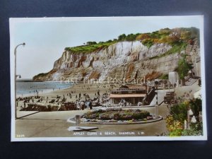 Isle of Wight SHANKLIN Appley Cliffs, Cafe & Beach Old RP Postcard by Nigh 5224