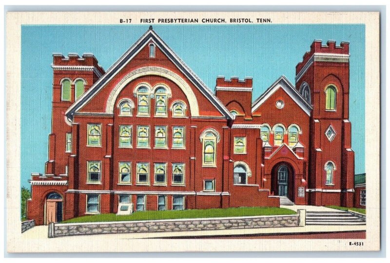 c1940's First Presbyterian Church Bristol Tennessee TN Vintage Postcard