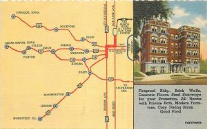 1940s Oak Park Illinois Oak Manor Hotel Roadside linen postcard 9753 Teich