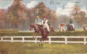 Steeplechasing,  The last mile Tuck Oilette Postcard # 9118