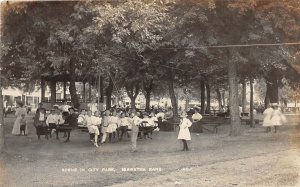 H18/ Hiawatha Nebraska RPPC Postcard 1908 City Park Playground Ride Crowd